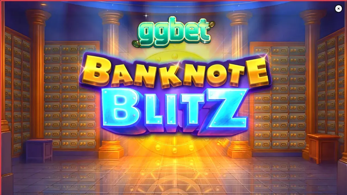 Tampilan visual slot Banknote Blitz dengan latar belakang brankas bank mewah