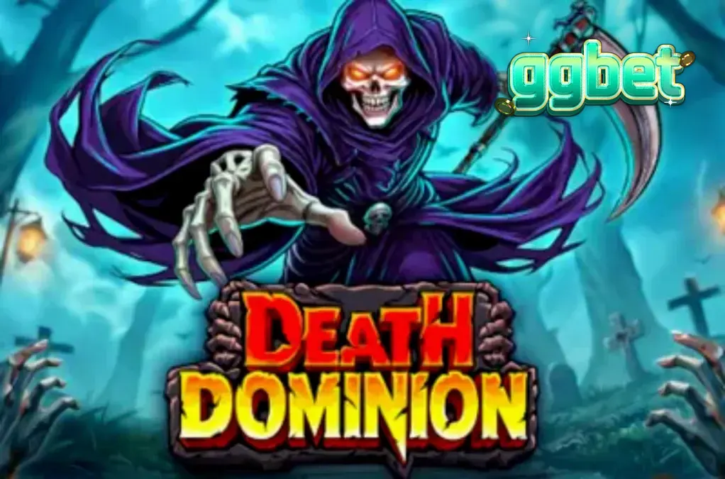 Tampilan visual slot Death Dominion dengan tema gotik dan simbol-simbol horor yang mendetail.